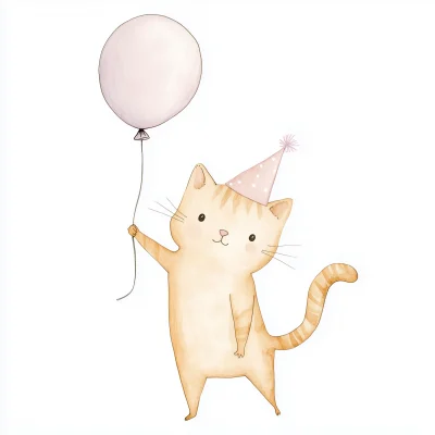 Adorable Barn Cat with Balloon