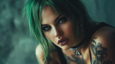 Rebel Woman with Green Hair