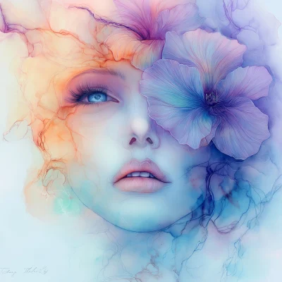 Beautiful Watercolour Fantasy Flower