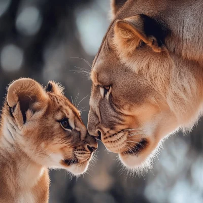 Lioness and Her Cub