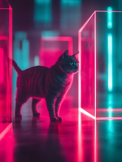 Cat in Light Cube