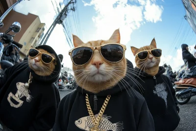 Cool Cats in Hoodies