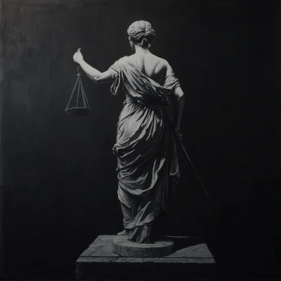 Statue of Justice in Oil Painting