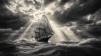 Pirate Ship on the Turbulent Sea