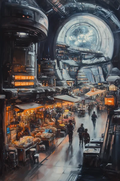 Space Station Market Scene