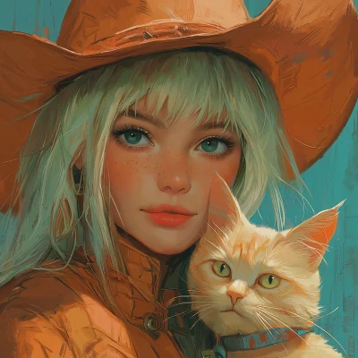 Cat Cowboy Portrait