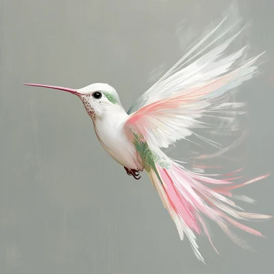 Surreal White Hummingbird