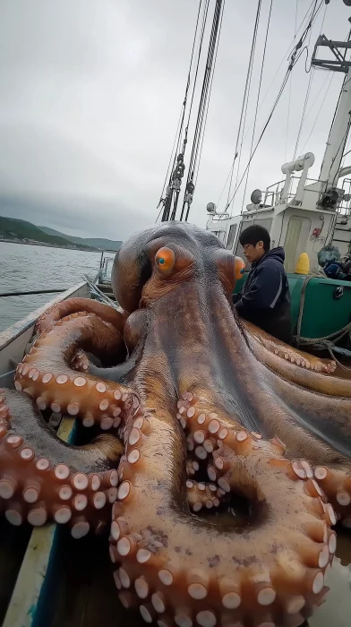 Giant Octopus Caught by Fishermen