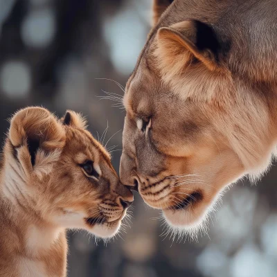 Lioness and Her Cub