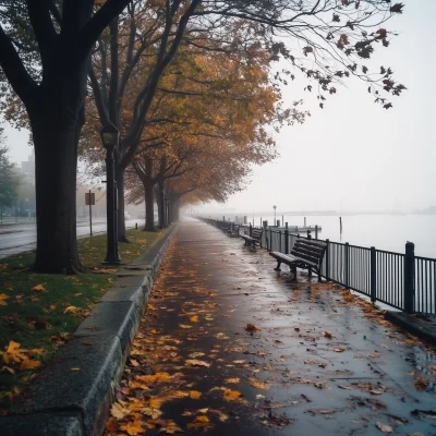 Foggy Boston Harbor