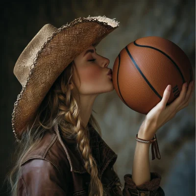 Cowgirl Kissing a Basketball