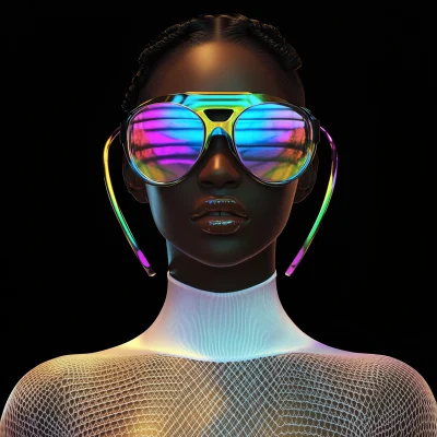 African Woman with Colorful Goggles