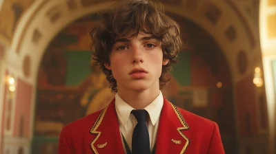 Indifferent Young Man in School Uniform