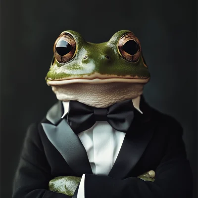 Dapper Frog in Tuxedo