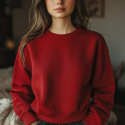 Cozy Red Sweatshirt Mockup