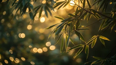 Sunlit Bamboo Leaves