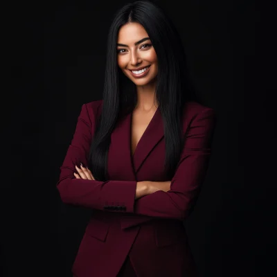 Beautiful Woman in Maroon Suit