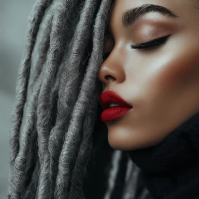 Woman with Salt and Pepper Dreads