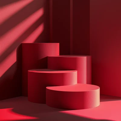 Red Podiums in 3D