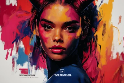 Vibrant Female Devil Poster