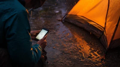 Setting Up Camp in Rain