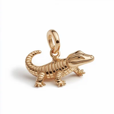 Playful Gold Alligator Charm