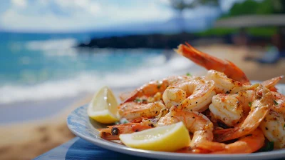 Garlic Shrimp at the Beach