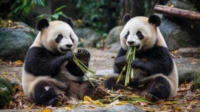 Playful Pandas in Their Habitat