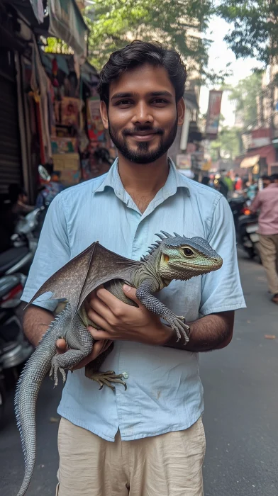 Man with Baby Dragon