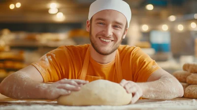 Young Baker Kneading Dough