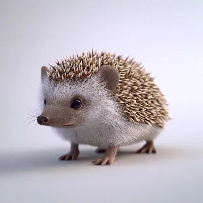 Realistic Hedgehog on White Background