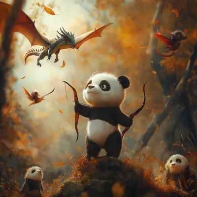 Panda in a Fantasy Forest