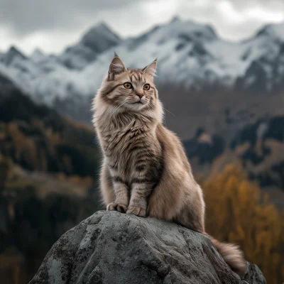 Majestic Cat on a Rock