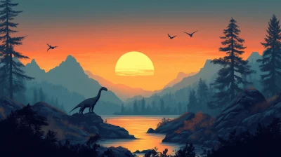 Cartoon Dinosaurs Landscape