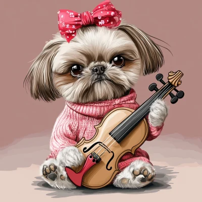 Shih Tzu Violinist