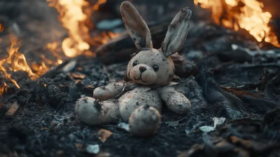 Burning Teddy Rabbit