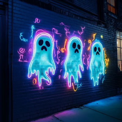 Graffiti Ghosts on the Neon Wall