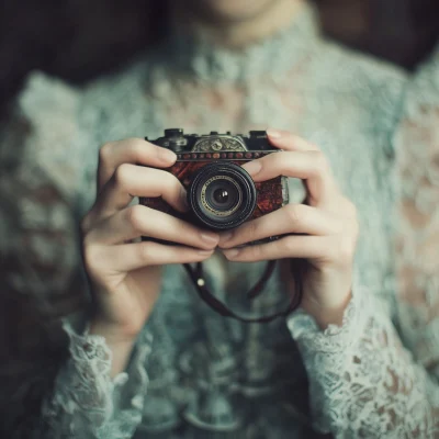 Vintage Camera in Hands