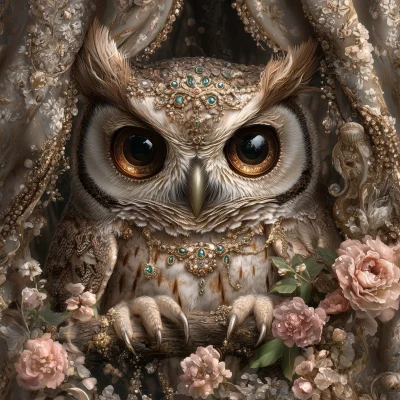 Baroque Owl Handkerchief