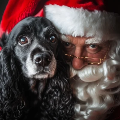 Cocker Spaniel with Santa