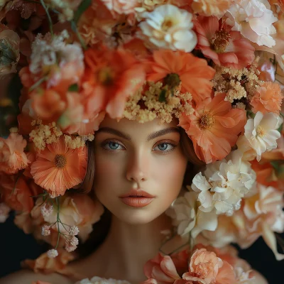 Elegant Woman with Flowers