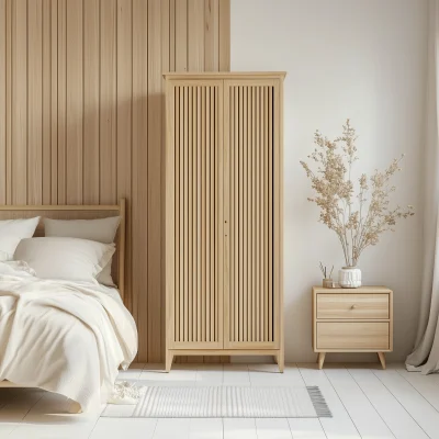 Elegant Oak Cabinet in Bedroom