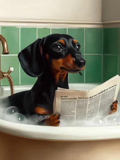 Dachshund in Bubble Bath