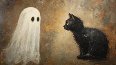 Cute Ghost and Cat