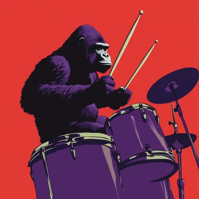 Gorilla on Drum Kit