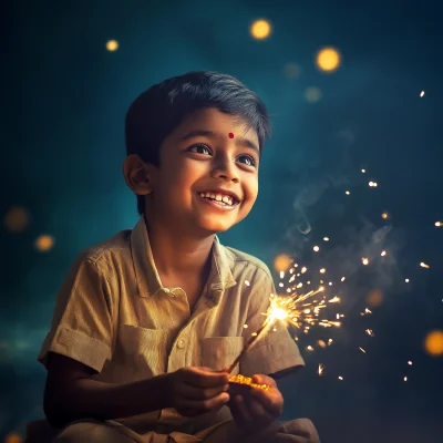 School Boy Celebrating Diwali