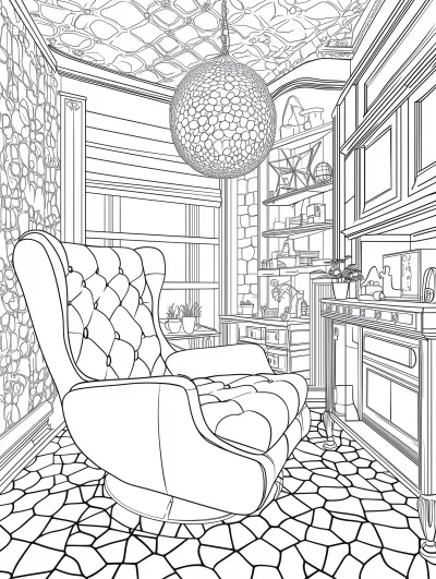 Detailed Black and White Coloring Book