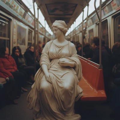 Classical Roman Statue in Subway