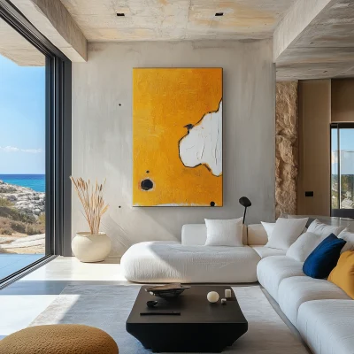 Modern Living Room with Abstract Art