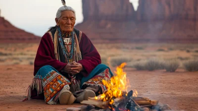 Navajo Elder by the Fire